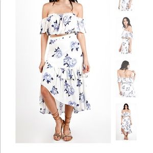 2 piece off the shoulder top w/ matching skirt